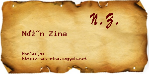 Nán Zina névjegykártya